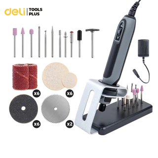 Deli ชุดเครื่องเจียร์ไฟฟ้า เครื่องเจียร์มินิ เครื่องเจียร์ไฟฟ้าพร้อมอุปกรณ์เสริม 31 ชิ้น Straight Grinder