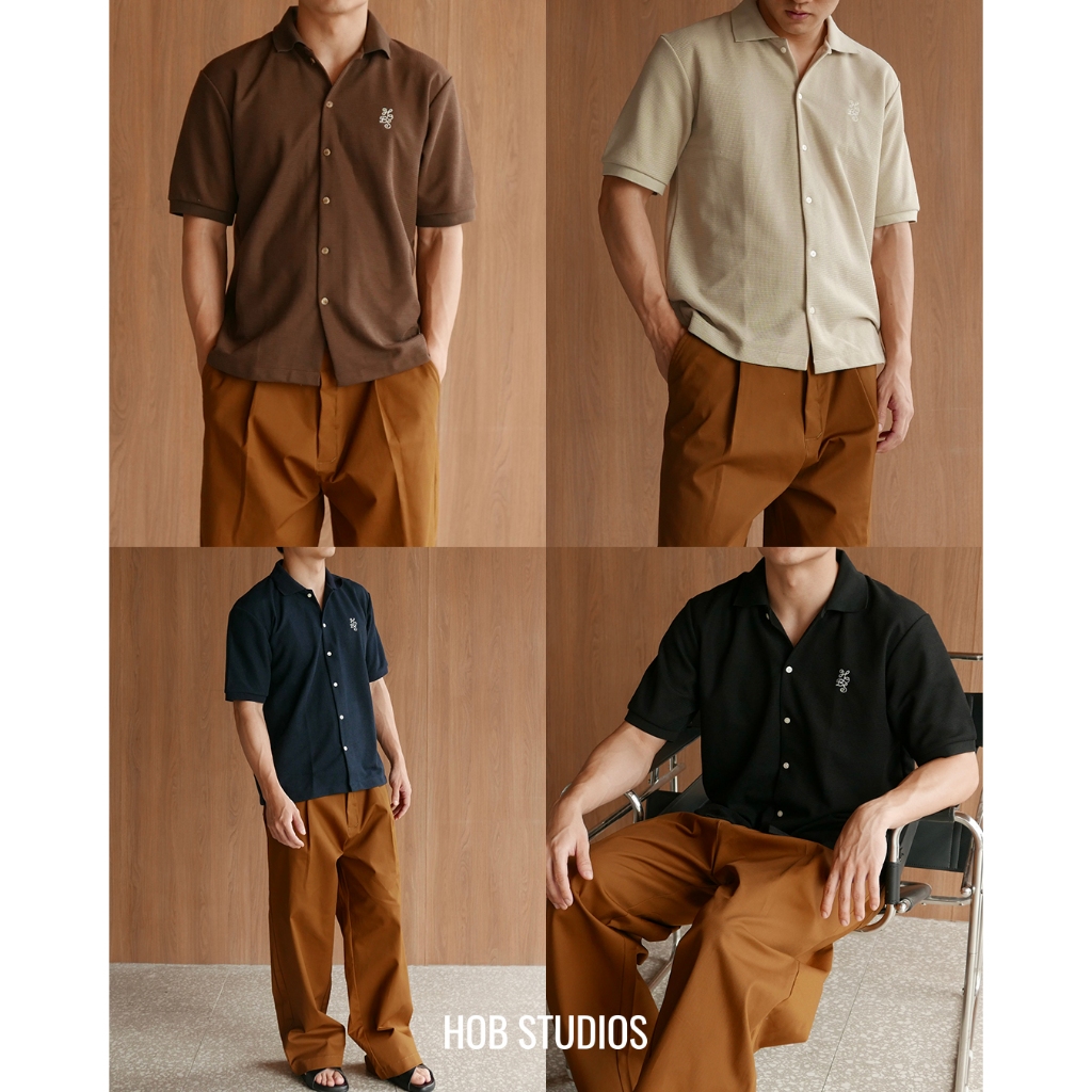 HOB STUDIOS Textured Knitted Shirt🔥ทักแชทรับโค้ดลดเพิ่ม