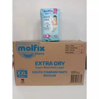 Molfix Extradry โมลฟิกซ์ ยกลัง8ห่อ โมลฟิกซ์ แพมเพิสแบบกางเกง -ห่อสีฟ้า Molfix
