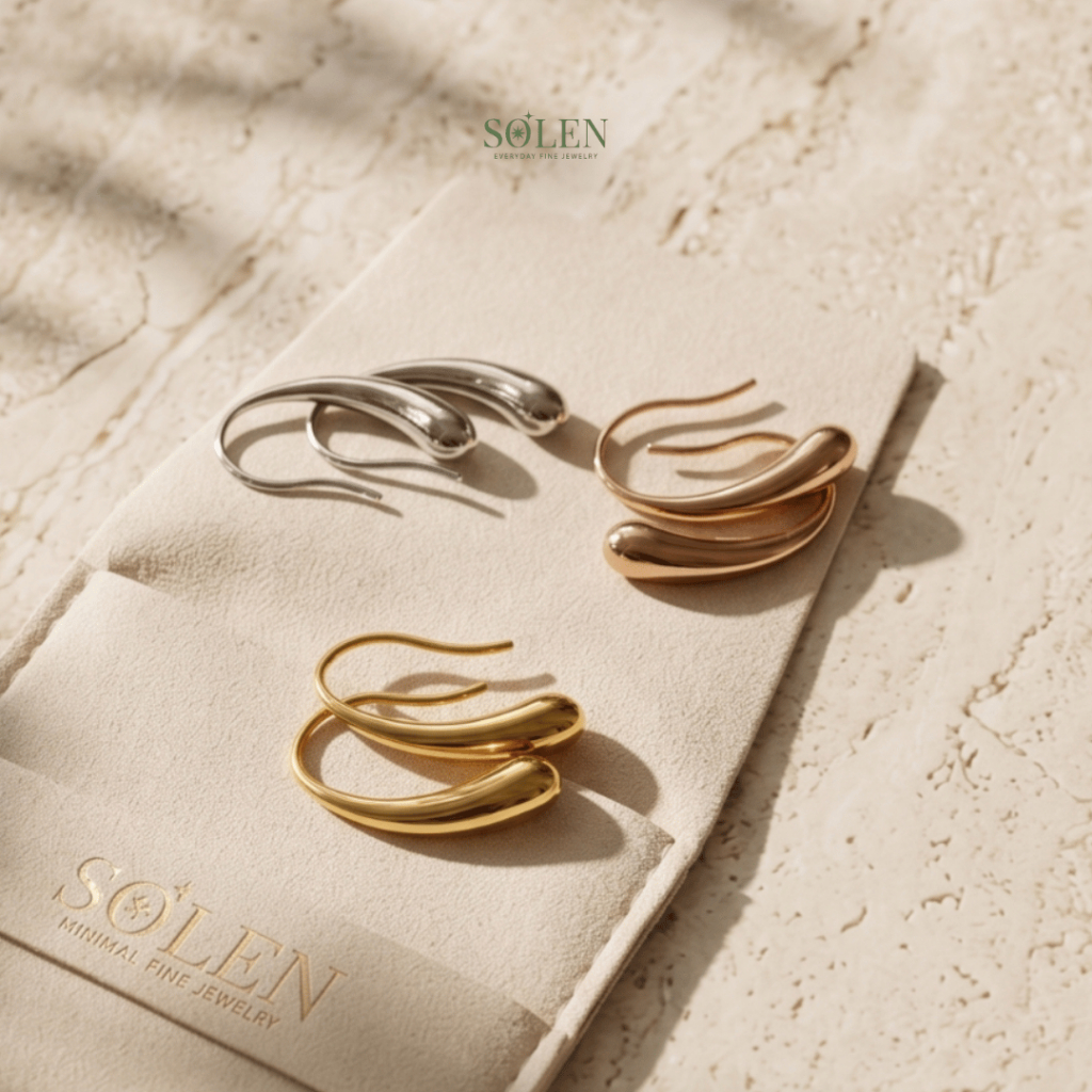 SOLEN Serene Drop ต่างหูทรงหยดน้ำ ดีไซน์มินิมอลพรีเมียม สแตนเลส อ่อนโยนต่อผิว ผิวแพ้ง่ายใส่ได้