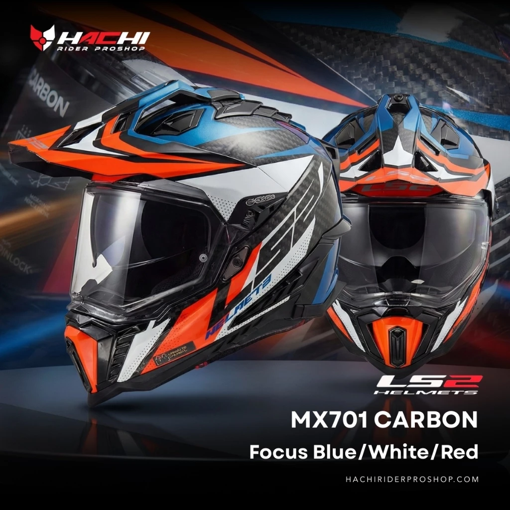 หมวกกันน็อก LS2 MX701 CARBON หมวกทัวร์ริ่ง Adventure คาร์บอนไฟเบอร์ มีชิลด์ แว่นกันแดด รวมสี thumbnail 6