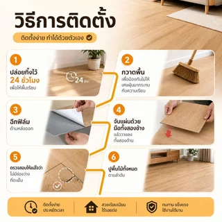 📢ฟรีค่าส่ง【ทดลองใช้60วัน 】กระเบื้องยาง PVC หนา3.0MM ทนไฟและกันน้ำ สติ๊กเกอร์ตกแต่งบ้าน ติดตั้งง่าย