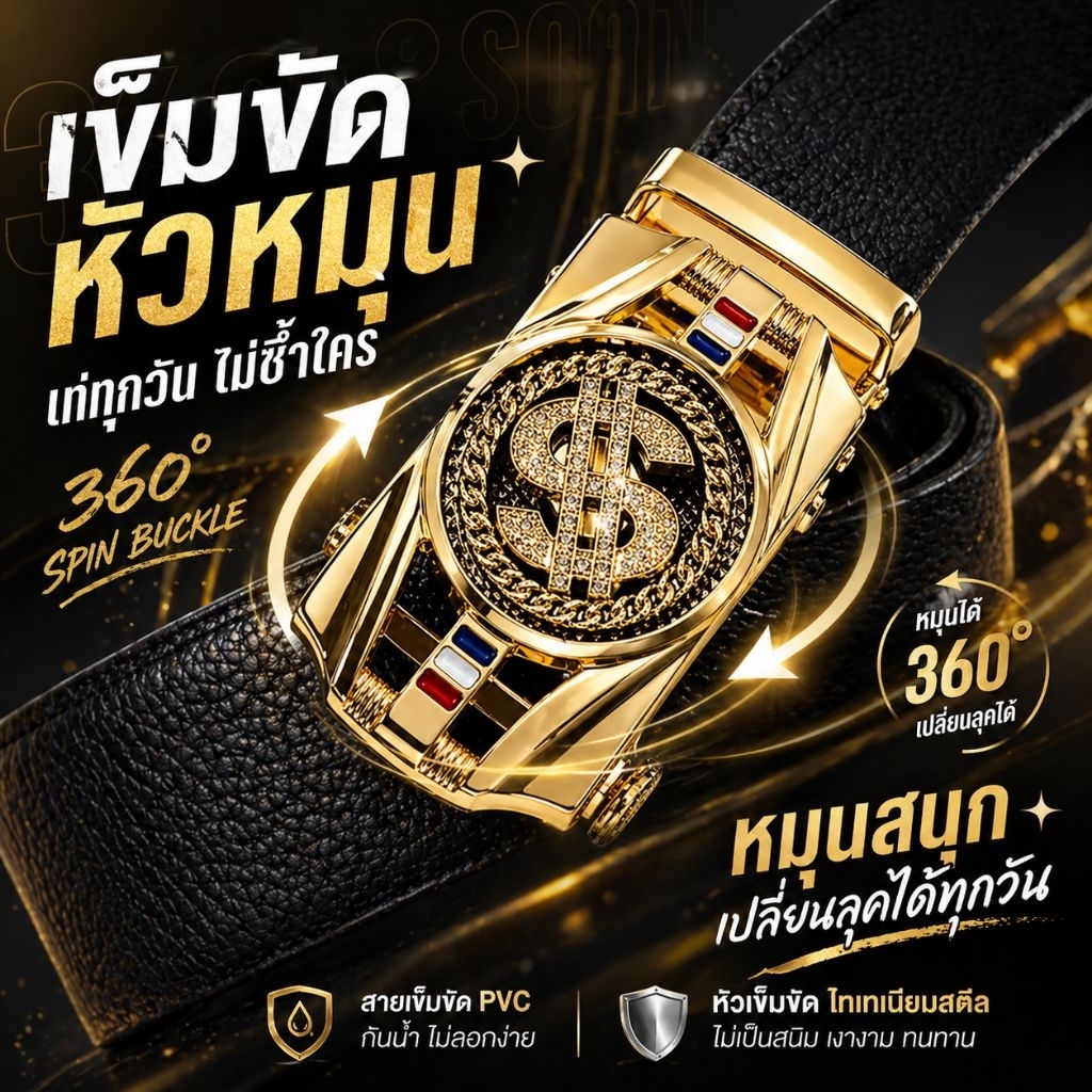 เข็มขัดหมุน 360° Spin Money เท่ทุกวัน ไม่ซ้ำใคร  เข็มขัดแฟชั่นhiphop