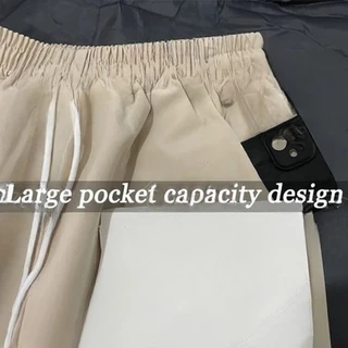 สไตล์เกาหลี5 สี Cargo pants baggy กางเกงพริ้ว เสื้อผ้าแฟชั่นผู้หญิง กระเป๋า 4 ใบ กางเกงขายาวผู้หญิง เชือกดึงเข็มขัด