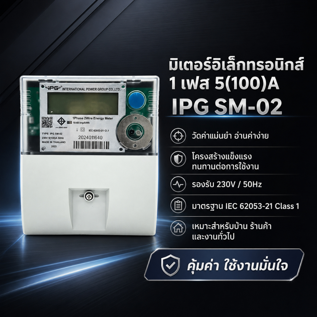 มิเตอร์อิเล็กทรอนิกส์ 1P 5(100)A IPG SM-02