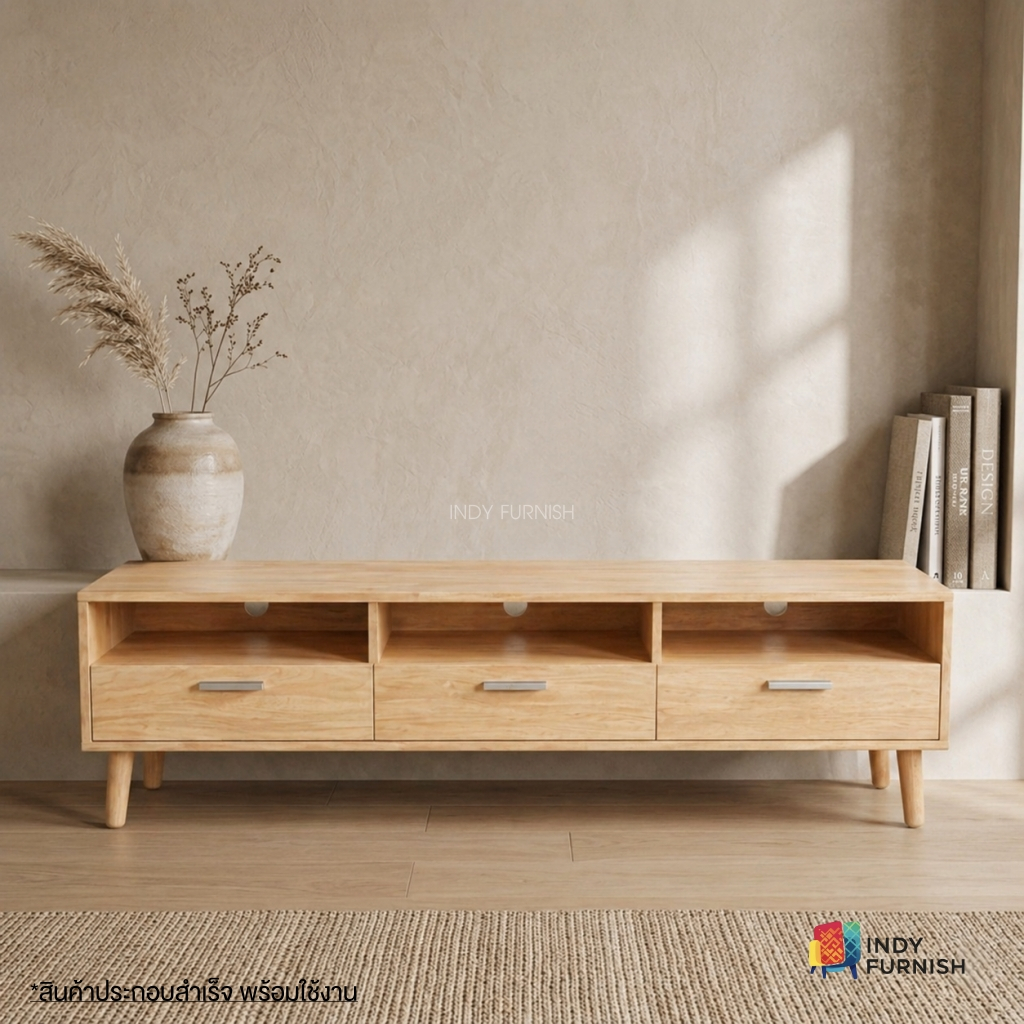 INDY FURNISH ตู้อเนกประสงค์ ไม้ยางพารา รุ่น Naja สีธรรมชาติ
