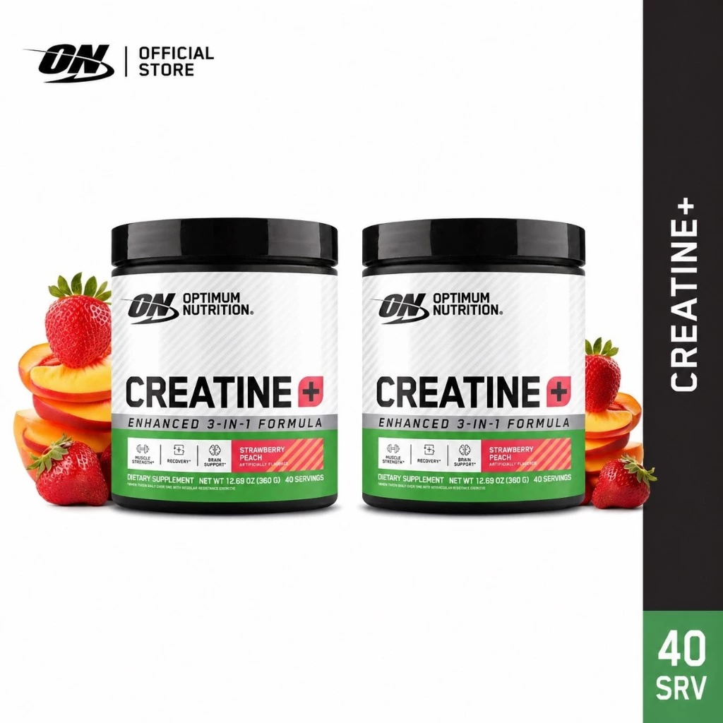 [ เซตคู่ ] Optimum Nutrition Creatine[+] Strawberry Peach 360 g.
