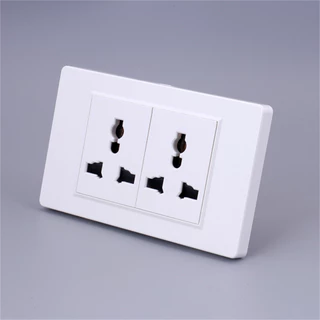 เต้ารับคู่มีกราวด์ ปลั๊กกราวด์คู่ หัวปลั๊กไฟ Universal Wall Plug Socket ปลั๊กไฟติดผนัง เต้าเสียบปลั๊กไฟ เต้ารับสากล