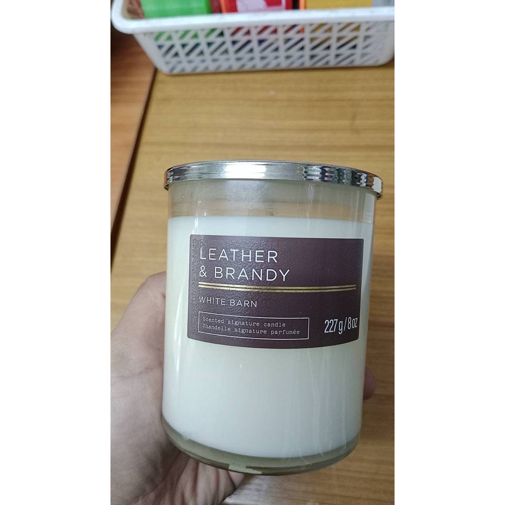 Bath & Body Works Leather & Brandy 3-Wick Candle 227g. ของแท้