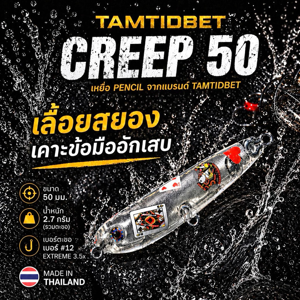 Pencil Creep 50 | เหยื่อ Pencil Tamtidbet ขนาด 5 ซม. หนัก 2.7 กรัม ตกกระสูบ