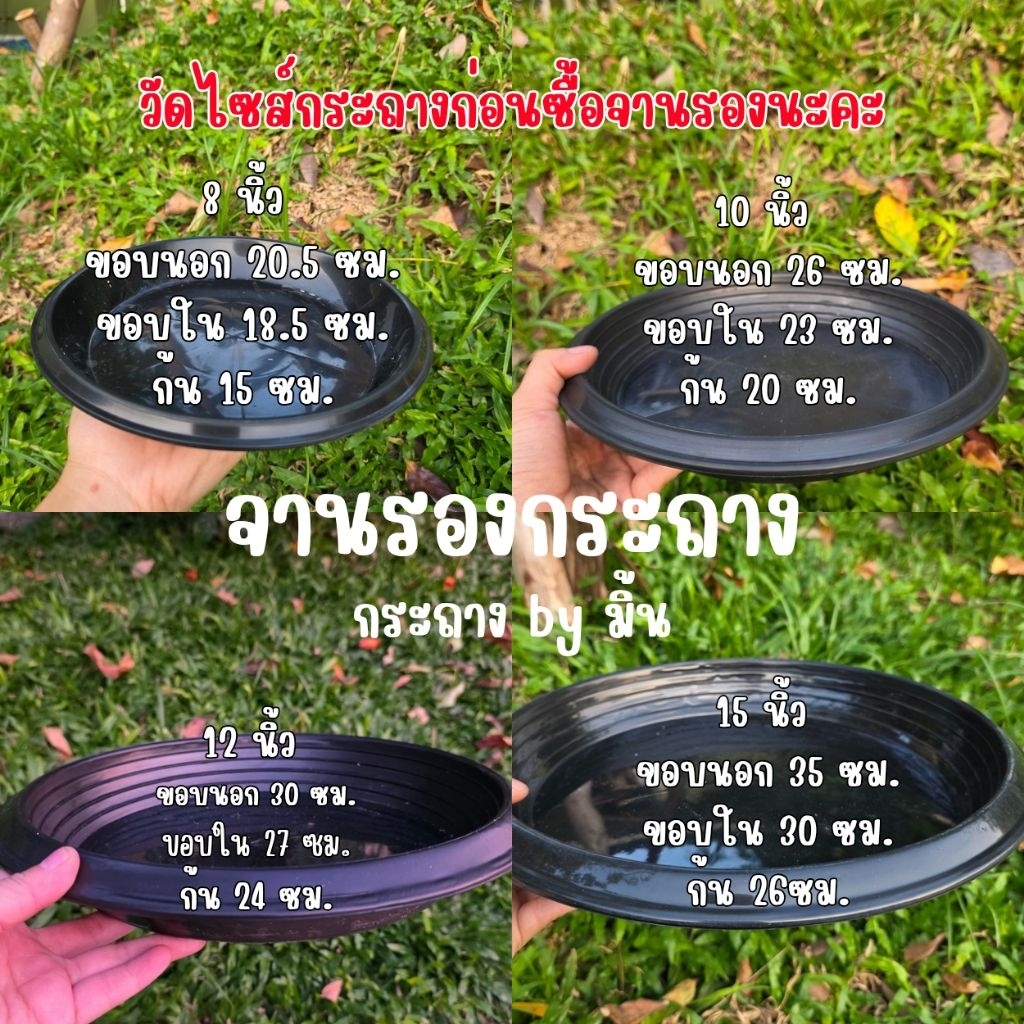 จานรองกระถาง 8/10/12/15 นิ้ว มีหลายสีให้เลือก