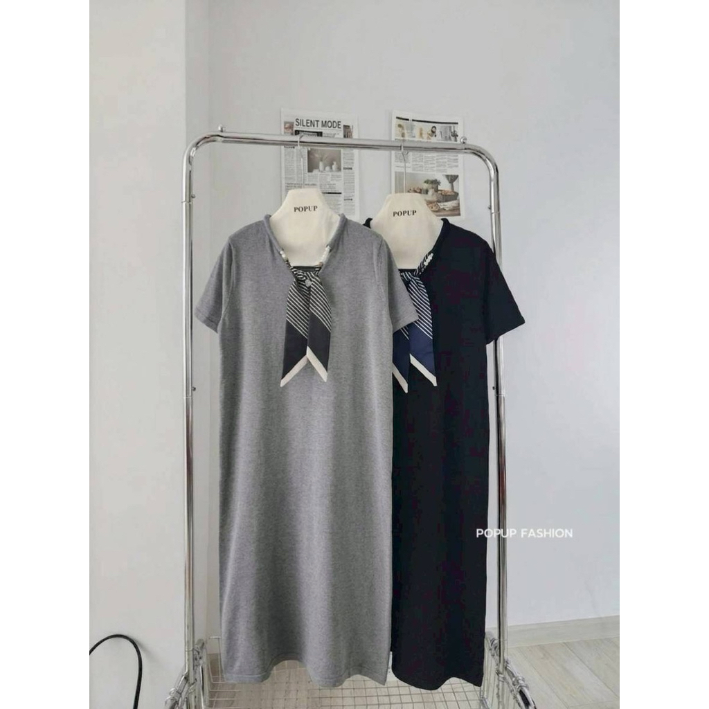เดรสไหมพรมแฟชั่น คลุมโทนเน้นความเรียบ พร้อมส่ง