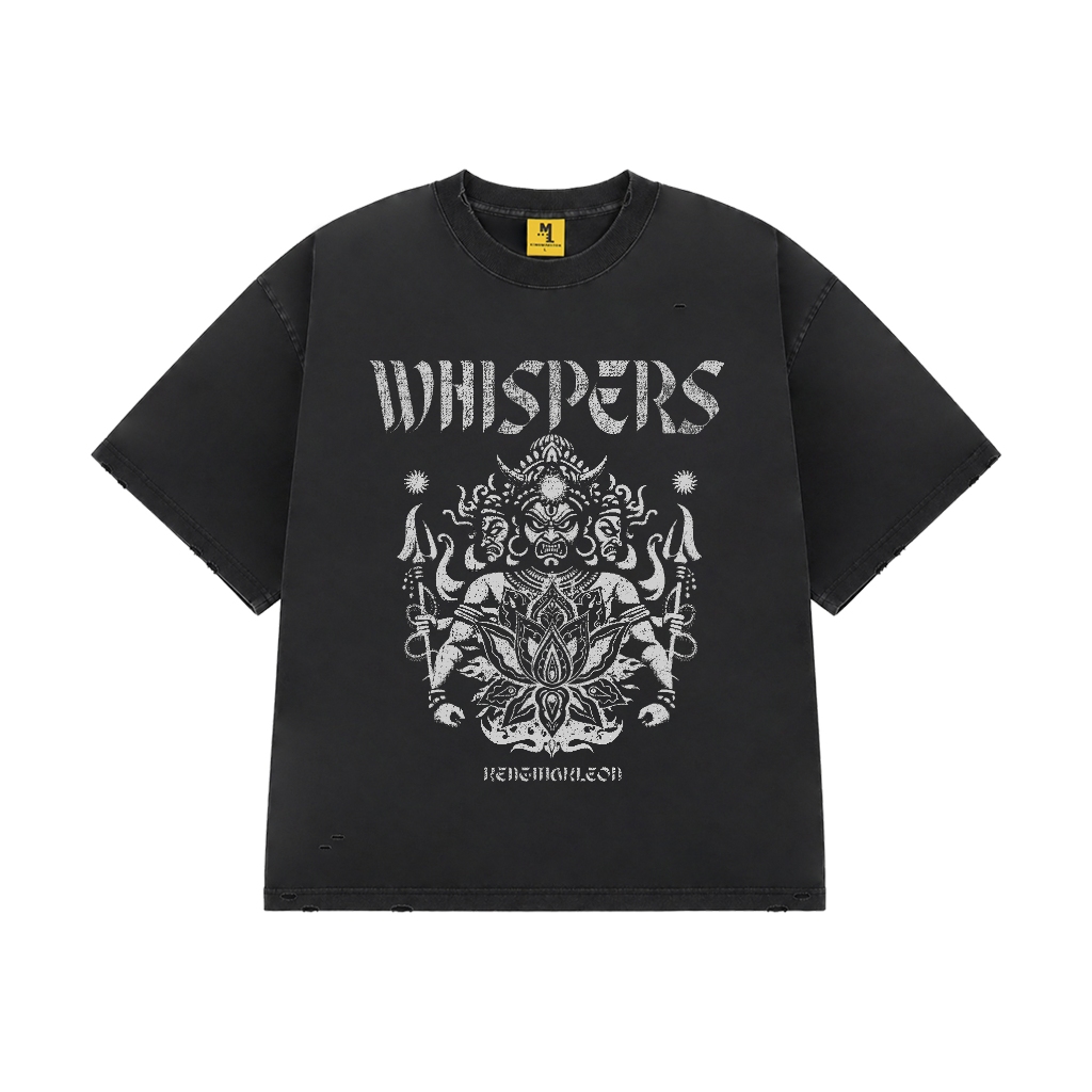 [Pre-Order] Kengmakleon × Whispers | Wrathful Deity T-Shirt / เสื้อยืดสีดำฟอกเฟด