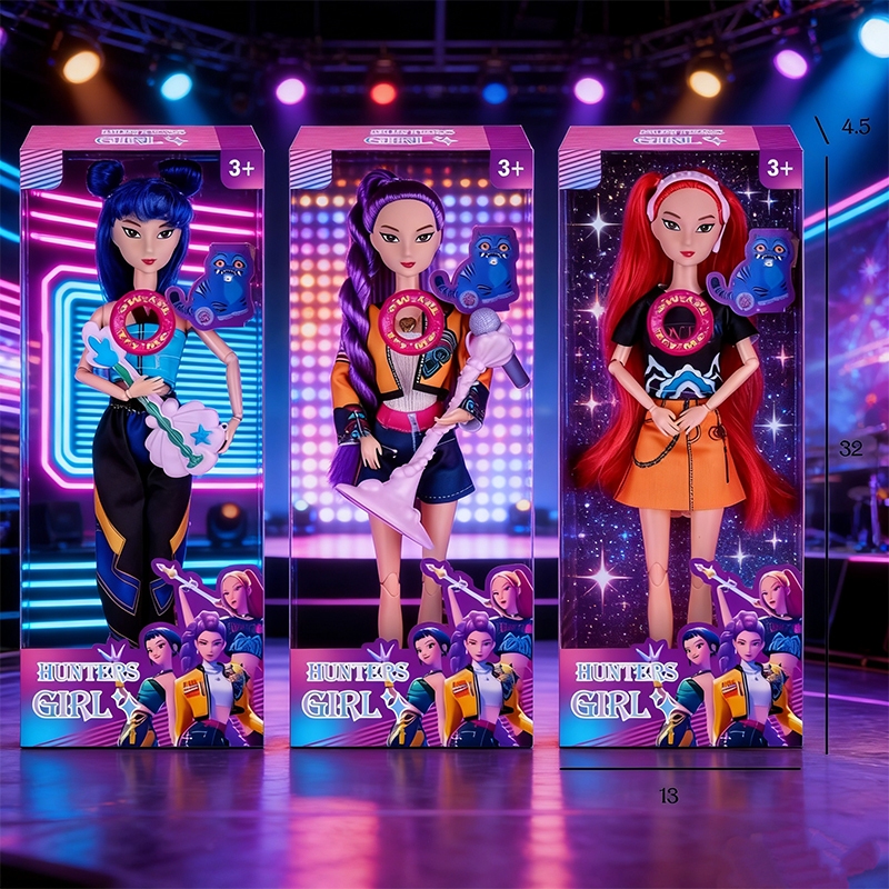 ด้วยแสงสีและเสียงดนตรี ของเล่นตุ๊กตา kpop demon hunter Zoey Mira Rumi Action Figure ชุดของเล่นเด็กของขวัญ สินค้าพร้อมส่ง