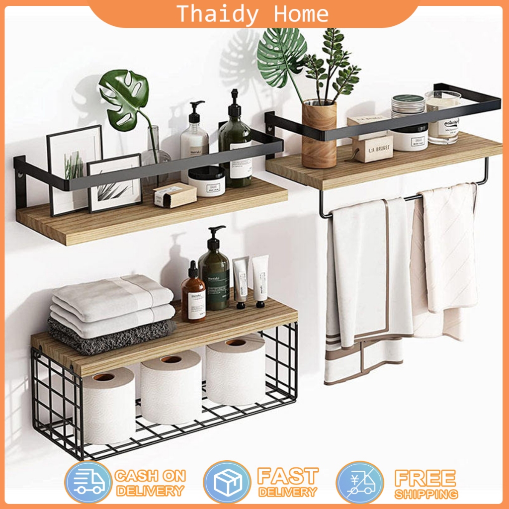 ✨ COD ชั้นวางของในห้องน้ำแบบแขวนผนัง 3 ชั้น พร้อมตะกร้าเก็บของ ชั้นวางเครื่องปรุงในครัว ติดตั้งง่ายและทนทาน