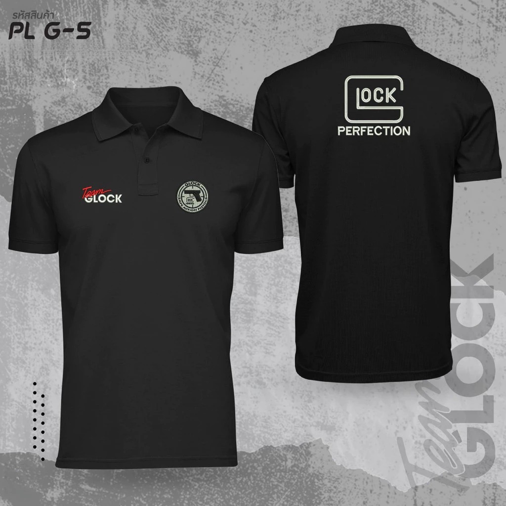 เสื้อโปโลพิมพ์ลายตัวอักษร PL G-5 Team Glock ผ้าฝ้ายแท้ แขนสั้น สวมใส่สบาย สำหรับทุกเพศ ไซส์ S-3XL