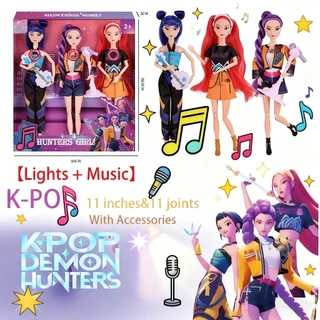 （ประเทศไทยTH）ด้วยแสงสีและเสียงดนตรี ของเล่นตุ๊กตา kpop demon hunter Zoey Mira Rumi Action Figure ชุดของเล่นเด็กของขวัญ