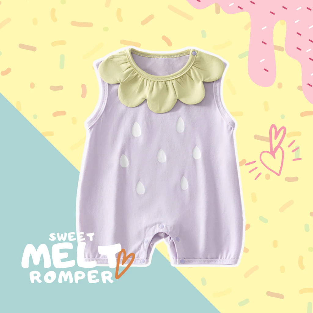 totty.apparel ชุดรอมเปอร์แขนกุด หน้าร้อน สำหรับเด็ก 3-6/6-9เดือน สีพาสเทล รุ่น sweet melt (0224)
