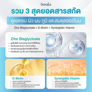 Benutra Zinc Plus | Zinc15mgZincAminoAcidChelate ซิงค์ลดสิวเสริมภูมิคุ้มกันบำรุงผิวผมเล็บสำหรับผู้หญิงและผู้ชาย
