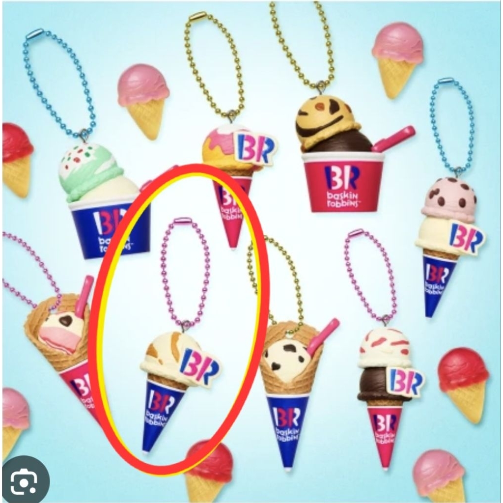 พร้อมส่ง [พวงกุญแจ Baskin-Robbins Miniature Ball Chain] ลิขสิทธ์แท้