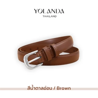 Yolanda เข็มขัดหนัง เข็มขัดผู้หญิง Belt อะไหล่เงิน ใส่สบาย ปรับได้หลายระดับ ลุคเกาหลี เรียบหรู แมตช์ง่าย FF1601