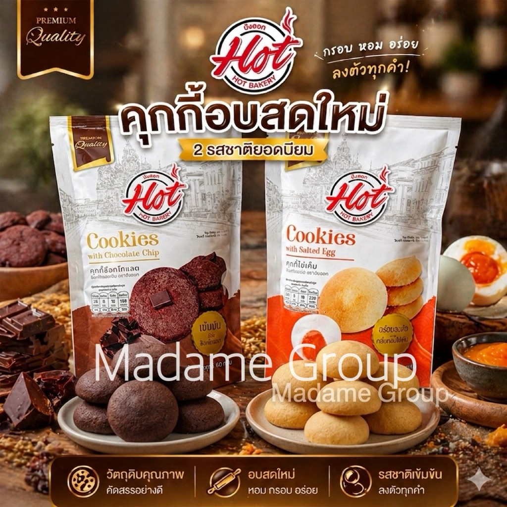 คุกกี้ฮอต  ฃรสช็อกโกแลตและรสไข่เค็ม 🙏 ขั้นต่ำ2ห่อคละได้ทางร้าน