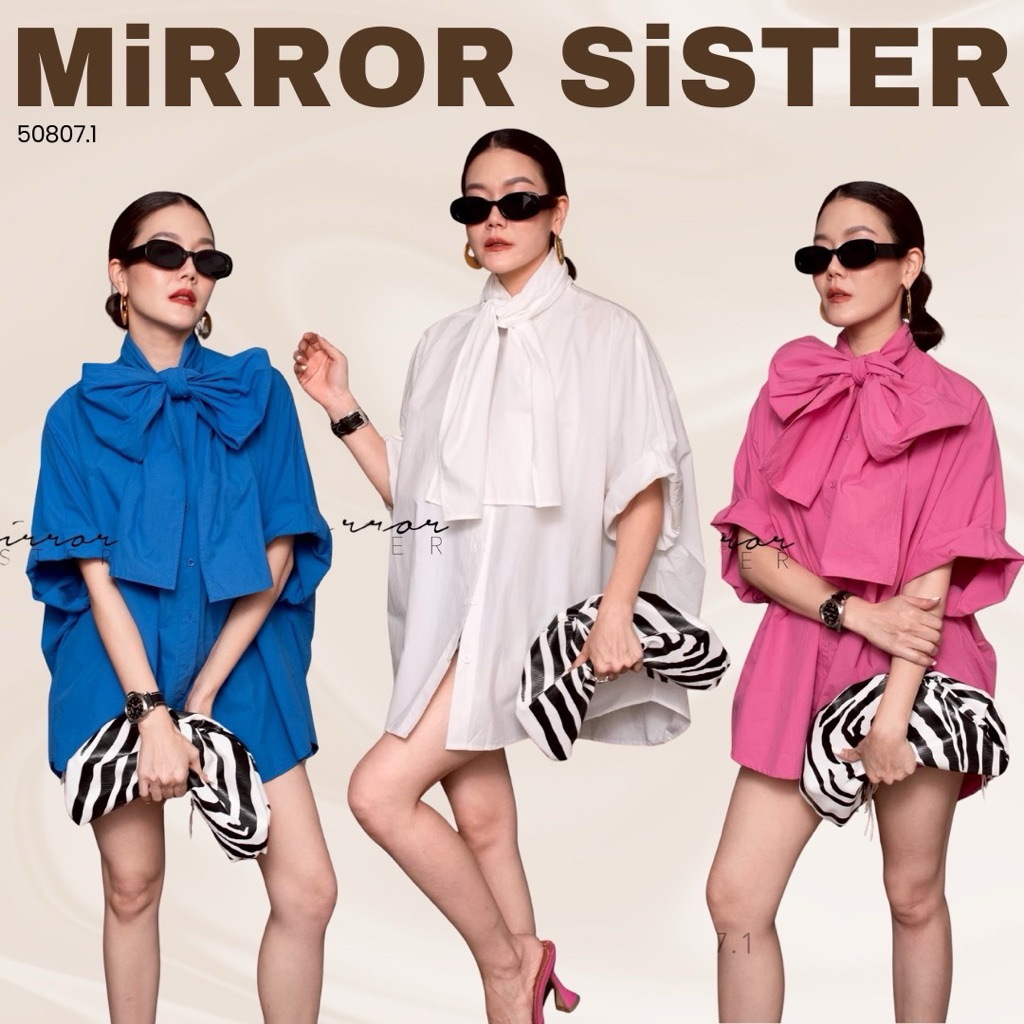 ••MiRROR SISTER‘s BaNDii Bow-tied OVeRSize BLoUSE••