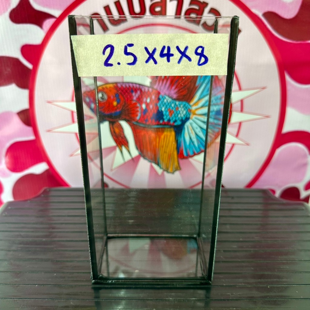 โหลปลากัด ขนาด2.5x4x8นิ้ว หนา3มิล กาวดำ