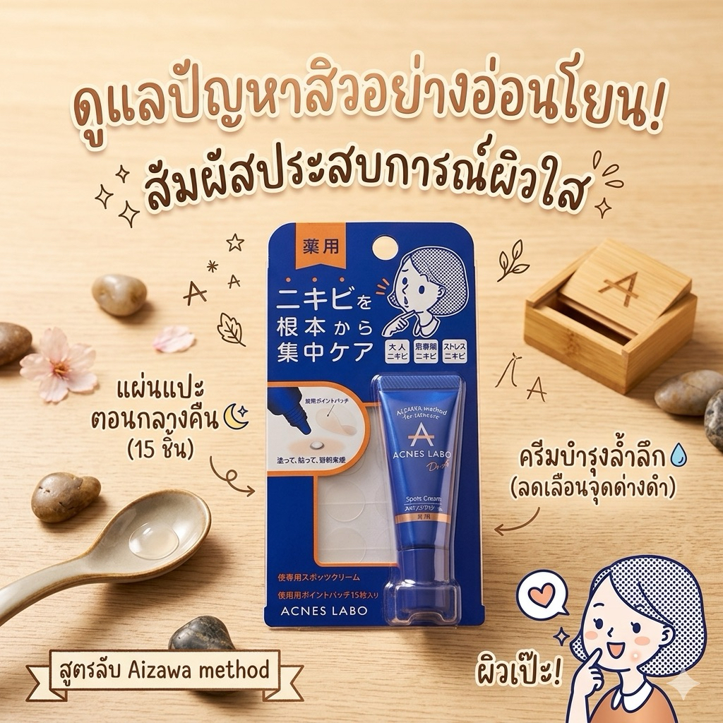 ‼️ของแท้จากญี่ปุ่น‼️ACNES LABO ครีมแต้มสิว ตัวเด็ดสิวขึ้นกี่เม็ดก็ยุบเรียบ ช่วยขจัดแบคทีเรีย สิวอักเสบและสิวอุดตัน