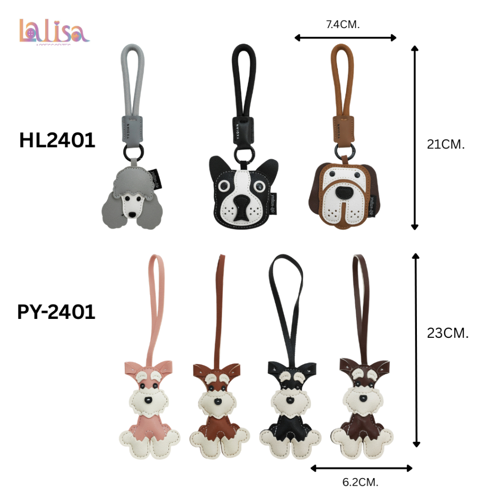 พวงกุญแจห้อยกระเป๋าหนัง PU ลายน้องหมา  alloy keychain+PU leather HL2401 / PY-2401