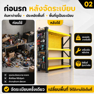 JJM ชั้นวางของ Pegboard ชั้นเหล็ก 4 ชั้น อเนกประสงค์ ปรับระดับได้ จัดวาง DIY แข็งแรง กันสนิม ใช้ในบ้าน