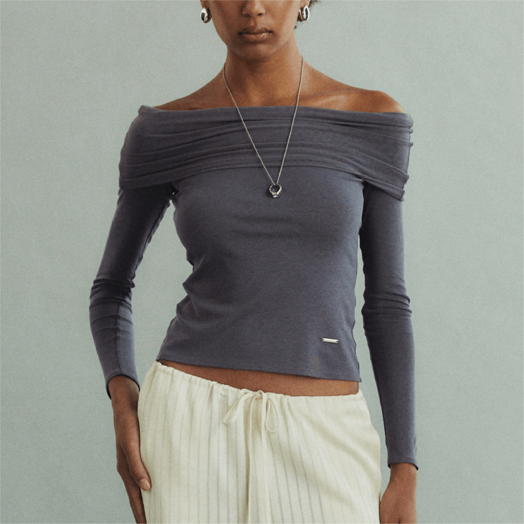 Bardot Mesh Top เสื้อปาดไหล่