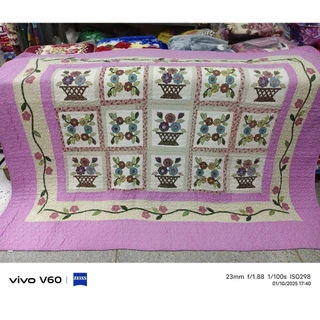พรมปูพื้นผ้าทอ"160cmx210"สไตล์วินเทจสวยหรูผลิตจากผ้าฝ้ายเกรดพรีเมี่ยม
