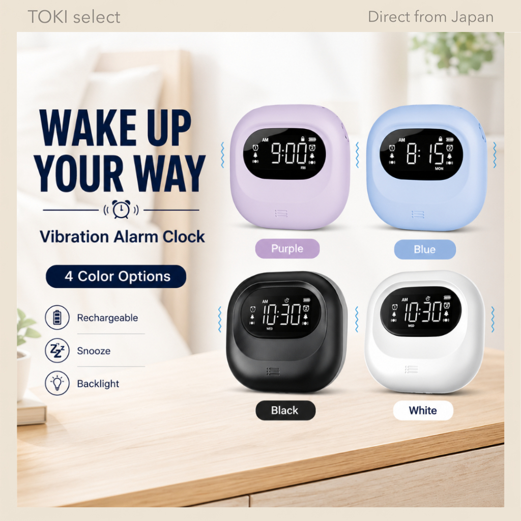 Mesqool Vibration Alarm Clock Rechargeable Digital Bedside Clock Snooze Backlight