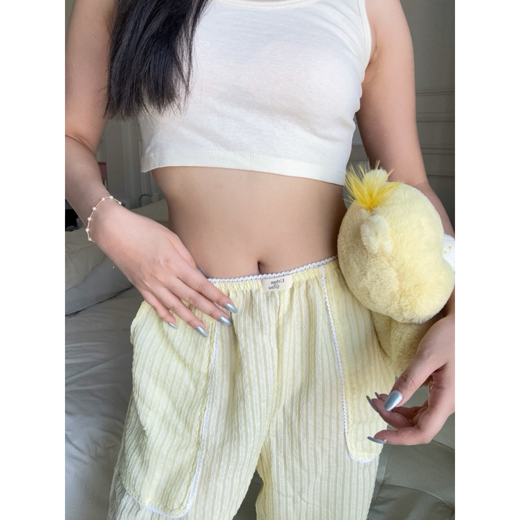 New! URBANDIVA.STUDIO | Summer Pants | กางเกงขายาว ขอบลูกไม้