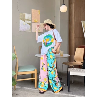 POPUP BKK | Play Muse ชุดเซ็ตเสื้อ+กางเกงขายาว ผ้ายืดพรีเมียม ลายซัมเมอร์สดใส (Free Size S-XL ใส่ได้)