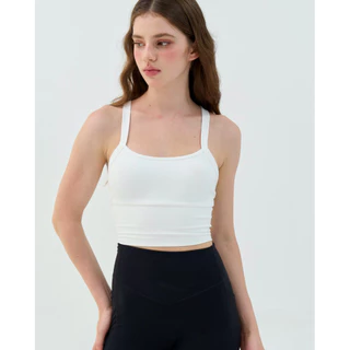 Hmnq : Pearl Rib สปอร์ตบรา ผ้าร่องนุ่ม สายปรับได้ ใส่สบาย ยืดหยุ่นดี สำหรับพิลาทิส โยคะ ฟิตเนสเบาๆ มี 2 สี ชมพู/ขาว