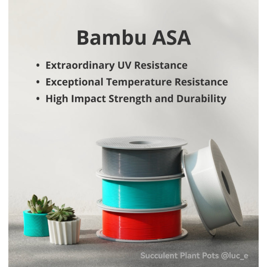 Bambu Lab ASA 1.75mm พร้อมแกน Reusable Spool 🌞 ทน UV ทนแดด ทนร้อนสูง สำหรับงาน Outdoor / Engineering