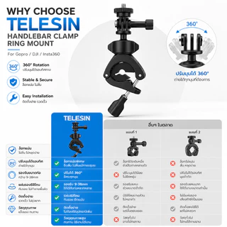 Telesin Gopro / DJI / Insta360 Lightweight Tube Clamp Ring Mount ตัวยึดแคลมป์แบบวงแหวน (TE-HBM-004)