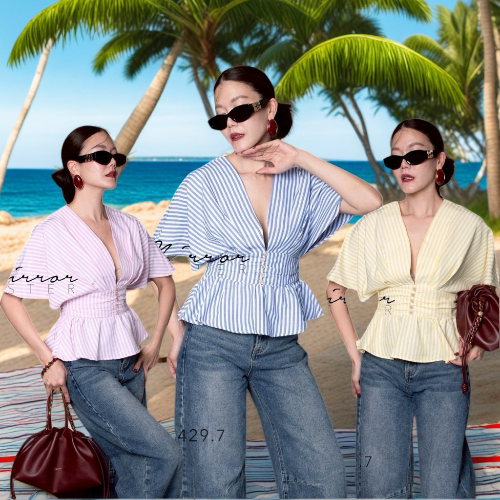 MirrorsisteR 60429.7 เสื้อทรง Peplum ดีไซน์คอวีลึก