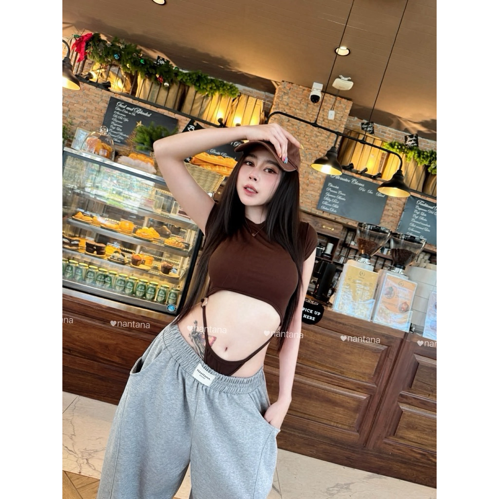 #Nantana Set บอดี้สูทห่วง+วอมนันทนากรี๊ดมากกก เซทนี้เต็ม10ให้100คะแม่ บอดี้สูทคอกลม มีดีเดลเว้าเอวแต่งห่วงแซ่บๆ