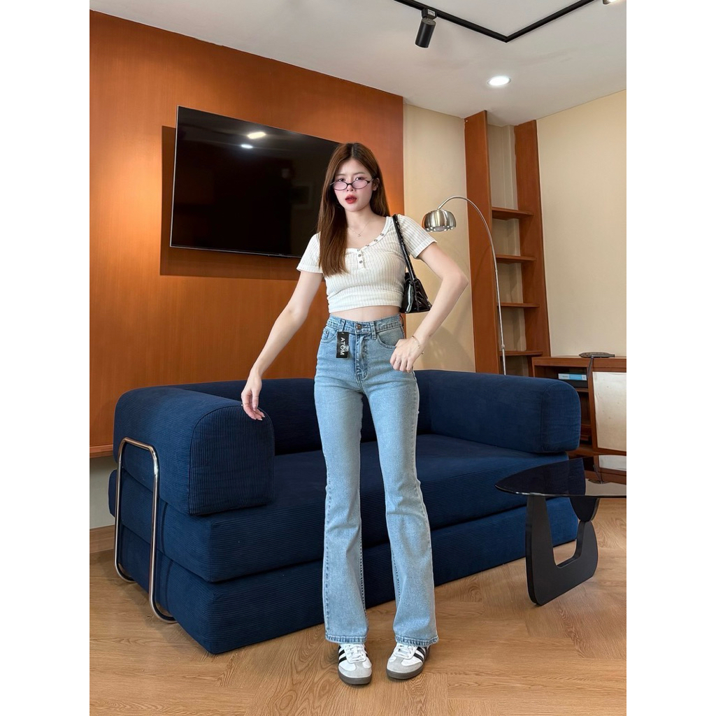 กางเกงยีนส์ขาม้าเล็ก ผ้ายืดกระชับใส่สบาย เอวสูงเก็บพุง ผ้าดีมากๆค่ะ 🫠🤩