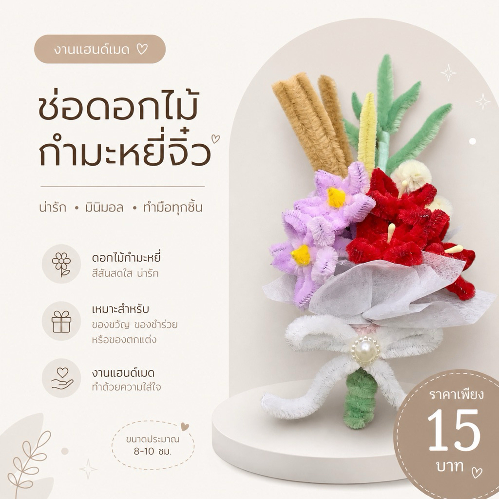 ชุดดอกไม้ไหว้ครูมินิมอล และพวงกุญแจมาลัยจิ๋ว
