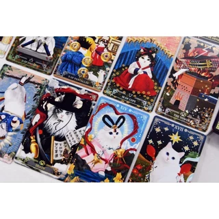 Myohan Cat Tarot ไพ่ยิปซีแท้น้องเหมียวฮันบกประดับฟอยด์สีรุ้งสะท้อนแสงหรูหรา ไพ่ทาโร่ต์ ไพ่ยิปซี Tarot Cards