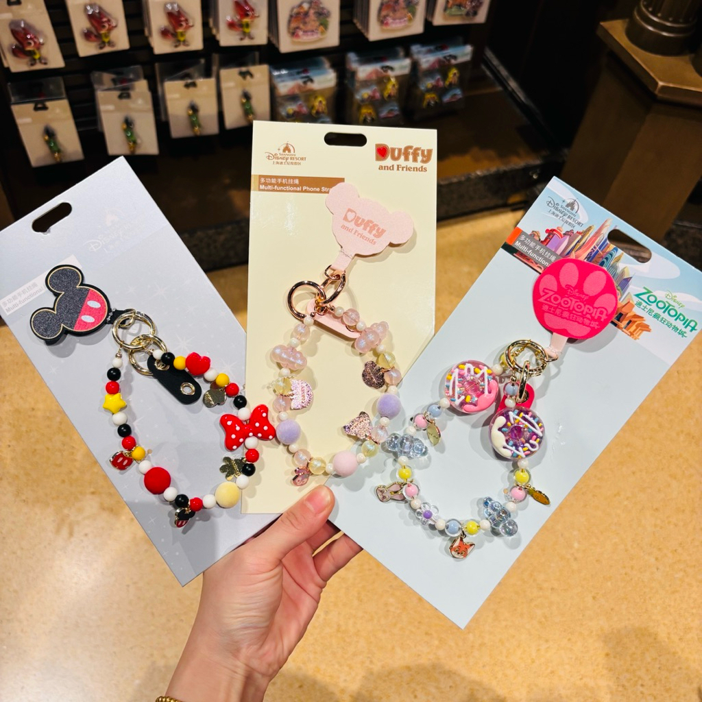 🎀 Shanghai Disney “2026 Duffy / Mickey / Zootopia Multifunction Phone Lanyard” สายคล้องมือถือของแท้ 💯