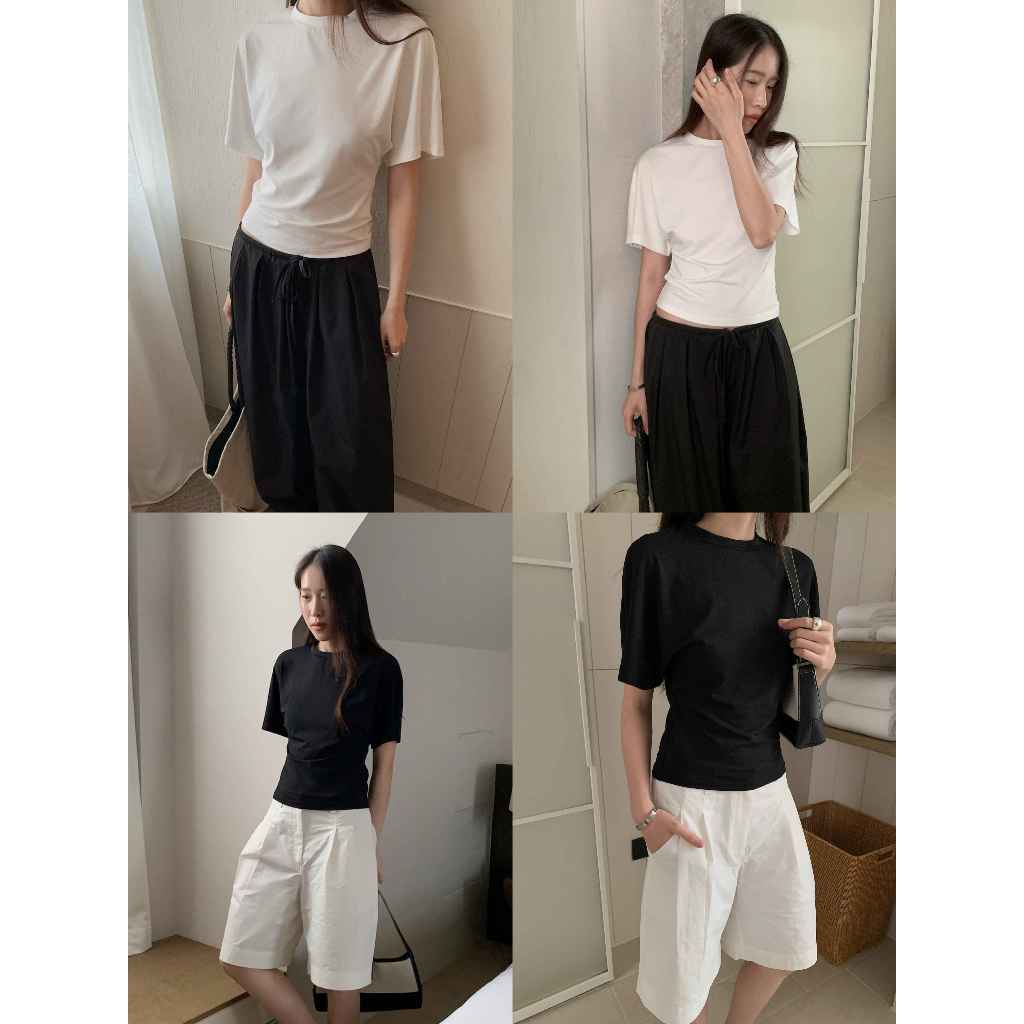 INBYIN - เสื้อยืดแขนสั้นเข้ารูปเอวสลิม  SLIM WAIST TEE - I3666