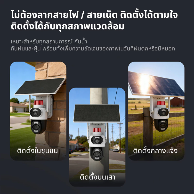 JOYSEE D80-4G  SIM โซล่าเซลล์ แบตเตอรี่พลังงานแสงอาทิตย์ หมุนติดตามอัตโนมัติ 2 เลนส์ 2 ภาพ 4K HD 360° คุณภาพสูง thumbnail 5