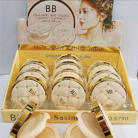 S790 ยกกล่อง12ชิ้น แป้งพัฟ Sasimi BBPowder 2ชั้น กันแดดกันน้ำ ผสมรองพื้น บางเบาปกปิดติดทน SPF60 PA++
