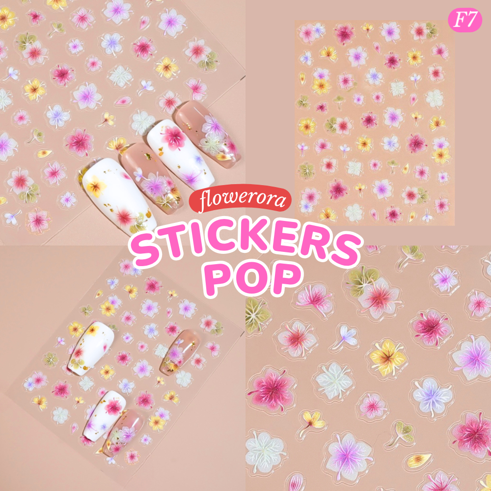 [9 ลายใหม่] สติกเกอร์ดอกไม้🌸 มีมิติ 5D Stickers Nail Pop สติกเกอร์ติดเล็บ ติดของใช้ ติดปุ๊บ น่ารักปั๊บ