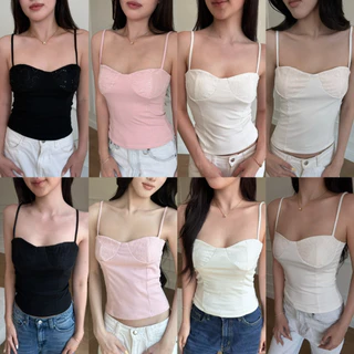 Diana top by shewear.bkk เสื้อสายเดี่ยวทรงคอร์เซ็ท อกลูกไม้
